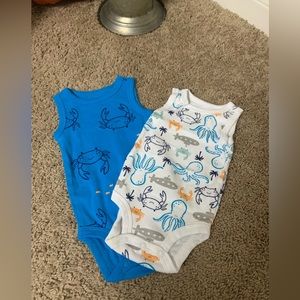 (2) Baby Boy Summer Tank Onesie’s - Size 0-3M